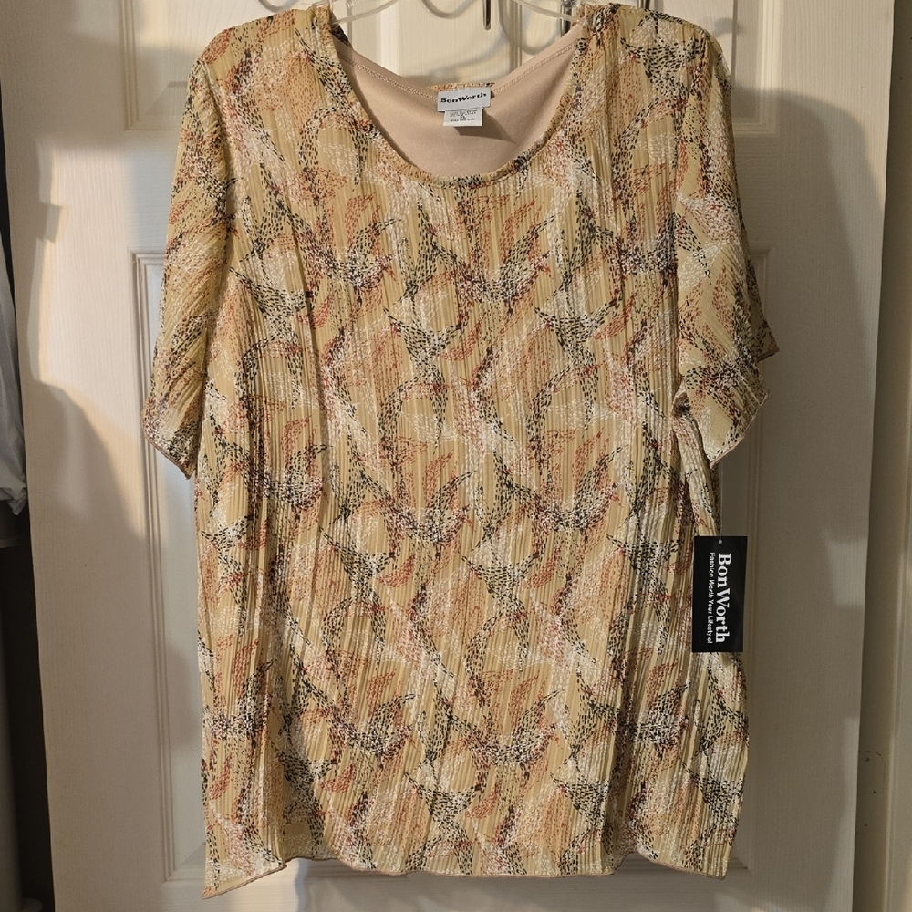 BRAND NEW! Bon Worth Beige and Brown Snake Print Blouse